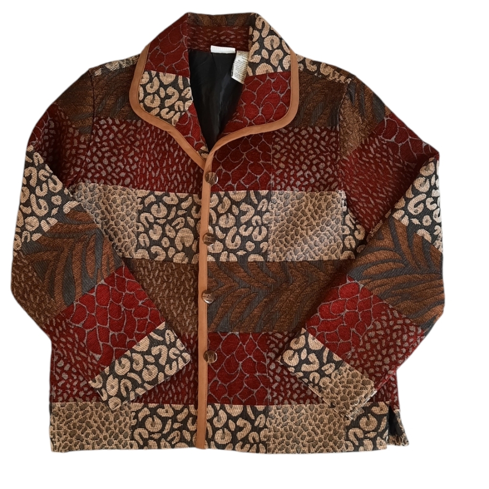 Patchwork Animal Print Tapestry Woven Jacket